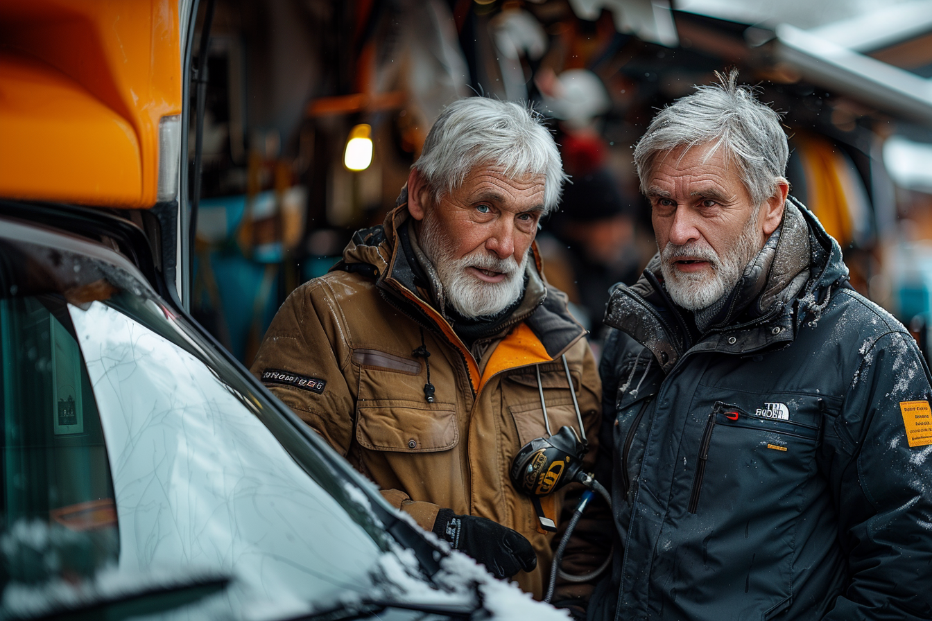 Two men fixing their car | Source: Midjourney