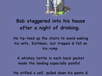 Bob stumbled into his home after a night of drinking.