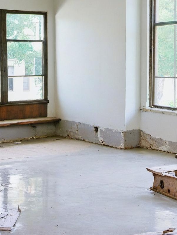 Mike discovers bare concrete floors again in the apartment | Source: Midjourney