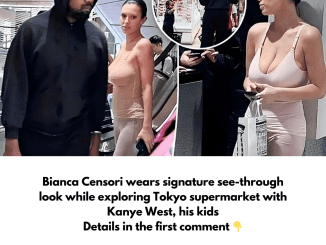 Bianca Censori wears signature see-through look while exploring Tokyo supermarket with Kanye West, his kids