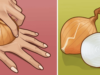 Woman rubs a raw onion on the back of her hand. Here is the surprising effect