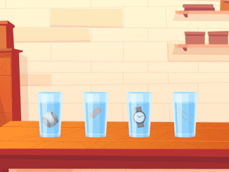 Which of the glasses has more water than the rest?