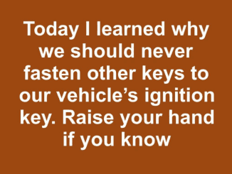 Today I learned why we should never fasten other keys to our vehicle’s ignition key. Raise your hand if you know